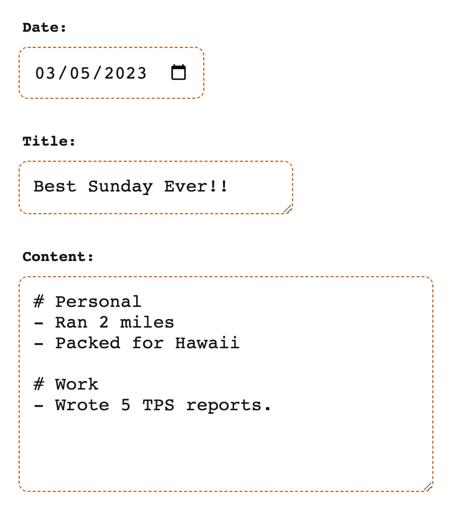 Recorda.day note editor